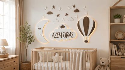 Kişiye Özel Ay, Bulut ve Balon LED Dekor